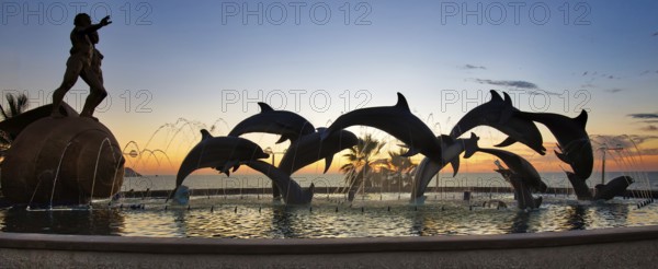 Mazatlan, Mexico-10 April, 2019: Famous Mazatlan sea promenade (El Malecon) with ocean lookouts and