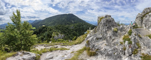 View from the summit of Nockstein to Gaisberg, Osterhorngruppe, Flachgau, Land Salzburg, Austria,