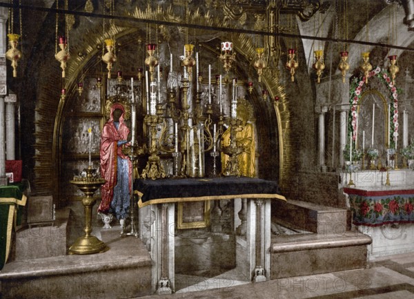 Der Kalvarienberg und der griechische Altar, Jerusalem, Heiliges Land, Israel, ca. 1890, Historic,