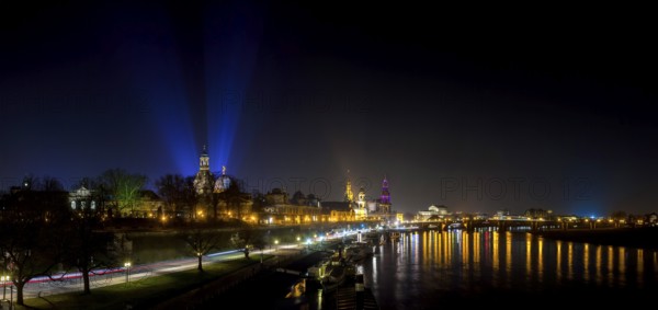 Dresden Silhouette View of the Old Town from the Carola Bridge. On the occasion of the