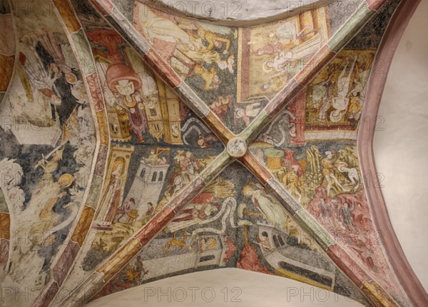 Cloister with frescoes, Augustinian canons' monastery, Neustift monastery, also monastery, Vahrn