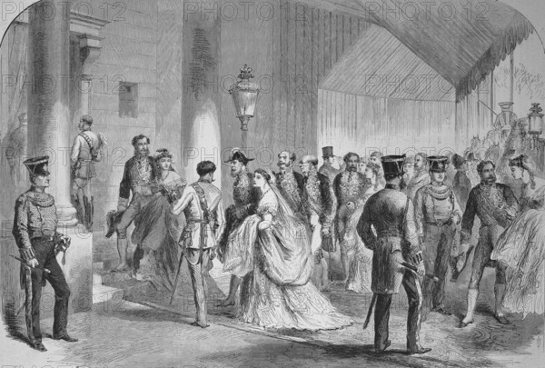 Members of the English High Nobility Bidding Farewell to Their British Majesties Before Their