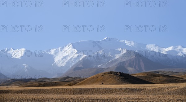 Snow-capped mountains, Pamir Mountains with Lenin Peak, high mountains, Transalai Range, Alay