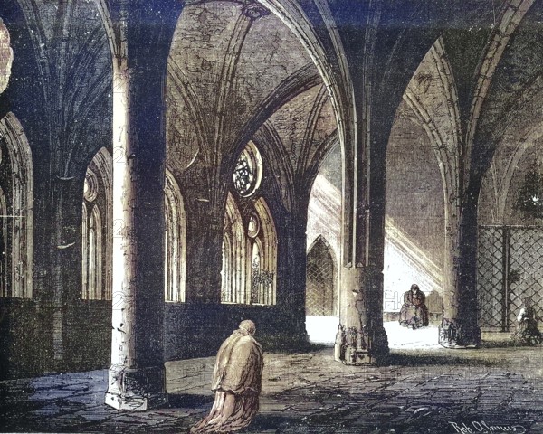 The Cloister of Constance Cathedral, 1869, Germany, Historic, digitally restored reproduction of a