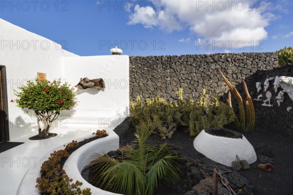 Garden in the courtyard, former residence of the artist, Fundacion Cesar Manrique, Tahiche,