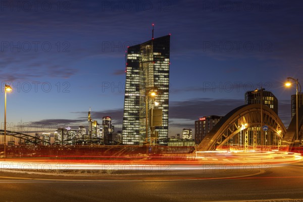 The lights in the offices of the European Central Bank (ECB) in Frankfurt am Main shine in the