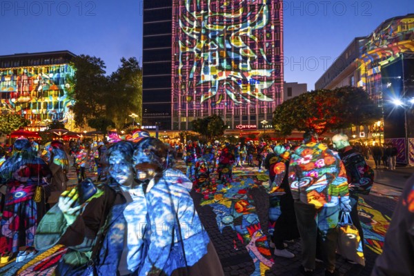 Essen Light Festival, in the city centre, light art on Kennedyplatz, the Berlin artist Daniel