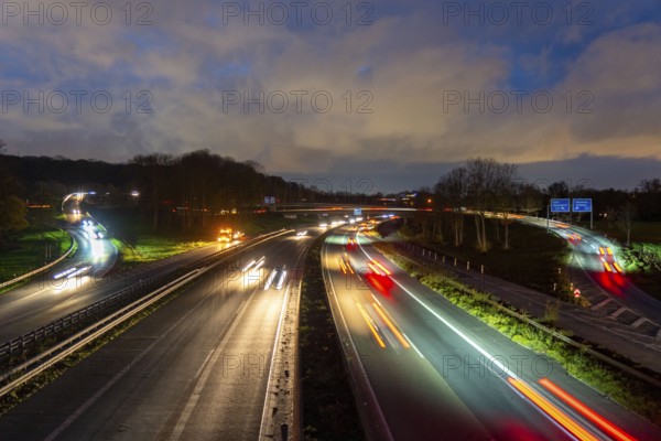 The Kaiserberg motorway junction, A40 motorway, Ruhr expressway, crosses the A3, bridge landscape,