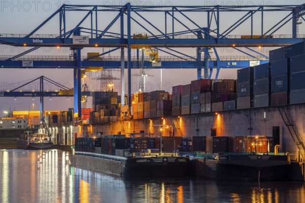 Port basin, gantry cranes in the Container Handling Centre, Trimodal Container Terminal, in the
