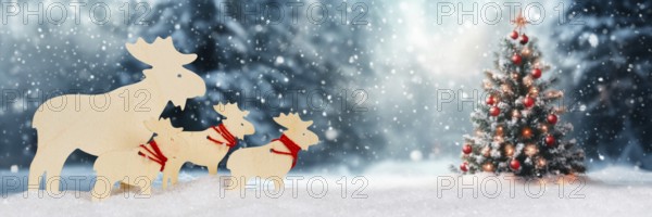 Christmas card Christmas card with reindeer moose banner and textfreiraum Copyspace in Stuttgart,