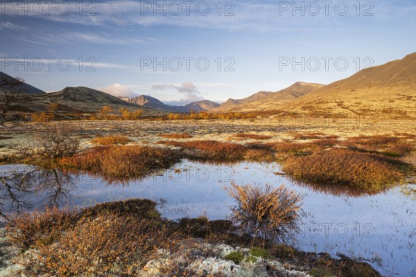 Autumn landscape in Rondane National Park, mountains, lake and tundra, Dørålen, Dørålseter, Norway,