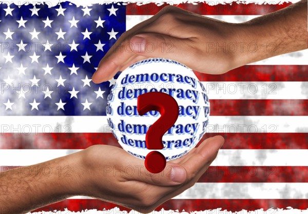 Symbolic image, democracy versus autocracy, US democracy in danger, EU and Germany under political