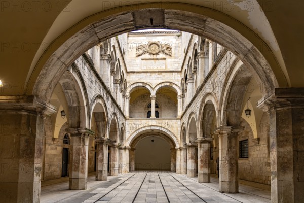 Atrium of the Sponza Palace in Dubrovnik, Croatia, Europe