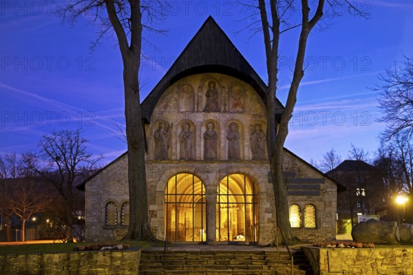 Cathedral vestibule of the former collegiate church in the evening, Imperial Palace Goslar, UNESCO