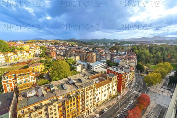 Aerial view of the Egia neighborhood of San Sebastian, Donostia from a balcony in the Basque