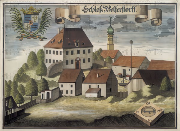Wolfersdorf Castle around 1890, demolished castle in Wolfersdorf in the district of Freising in