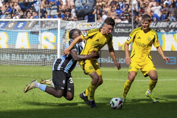 Football 3rd division, season 2024/25, matchday 4: Waldhof Mannheim vs. 1. FC Saarbrücken. Picture: