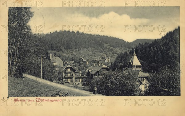 Historical postcard, picture postcard, climatic health resort Wölfelsgrund in Silesia, today