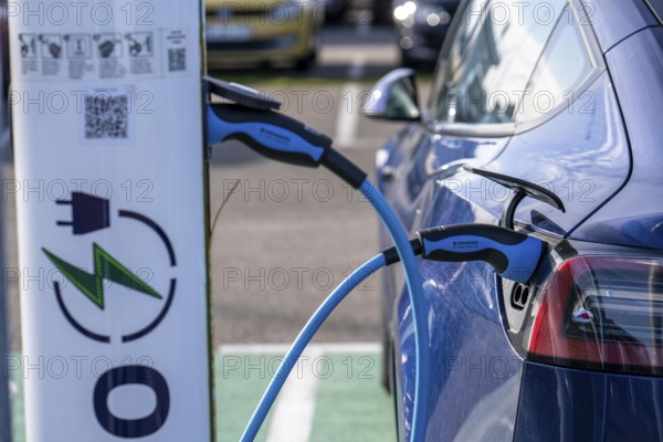 Electric car fast charging station, from the Dutch provider PowerGo, in the ferry harbour of