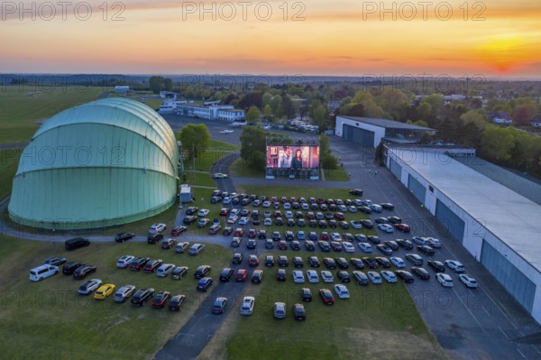 Drive-in cinema at Essen/Mülheim Airport Motor Movies, temporary film screening, at the WDL airship