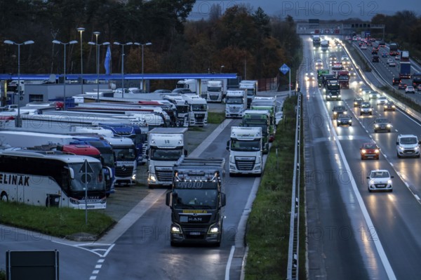 Rest area Ohligser Heide West, on the A3 motorway, direction Cologne, near Solingen, full truck