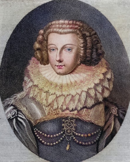 Christine, Madame Royale, Madame Chretienne, 1606-1663, Daughter of Henry IV. Photo-etching from a