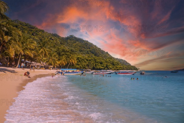 Tela, Honduras, January 2020: Local transport boats at Cocalito beach in Punta de Sal on the