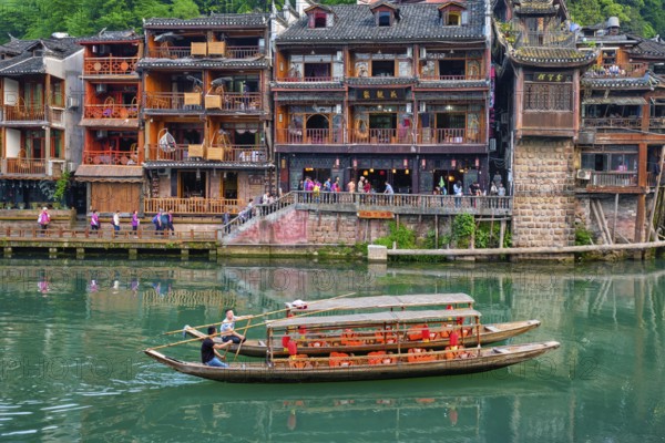 FENGHUANG, CHINA, APRIL 21, 2018: Chinese tourist attraction destination, Feng Huang Ancient Town