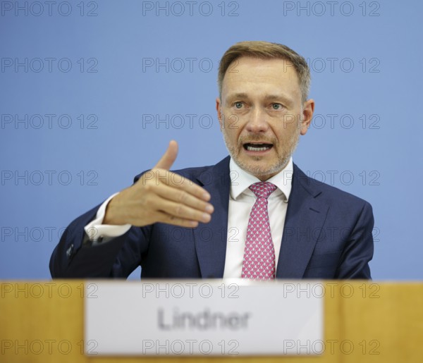 Christian Lindner (FDP), Federal Minister of Finance, presents the 2025 budget at the BPK. Berlin,
