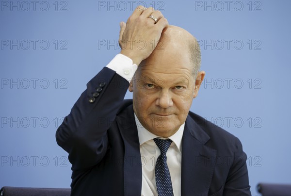 Olaf Scholz (SPD), Federal Chancellor, presents the 2025 budget at the BPK. Berlin, 05.07.2024.