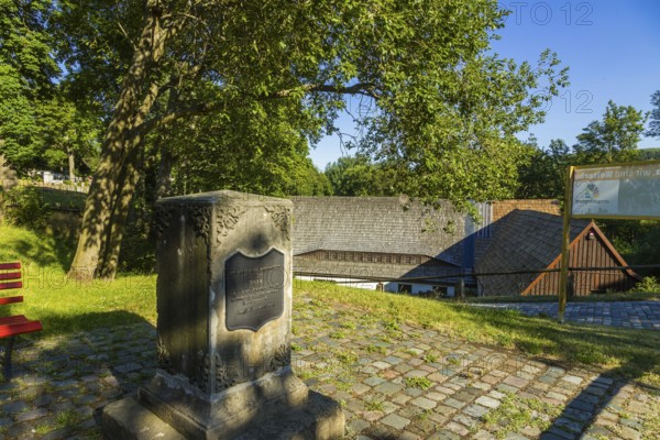 Memorial stone commemorating the beginning of tin mining in this region. An outstanding monument