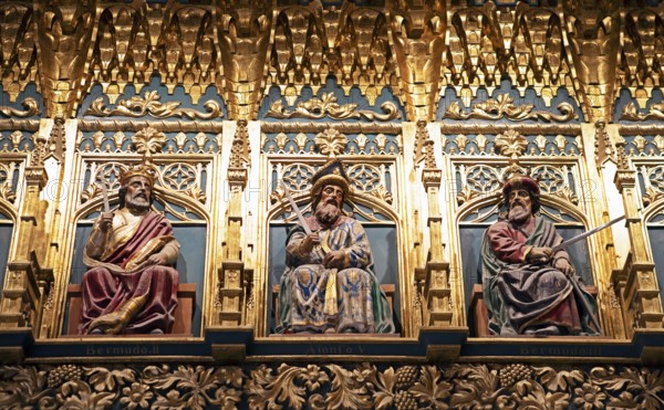 Royal figures in the Hall of Kings or Hall of Parliaments in the Alcazar, Segovia, province of