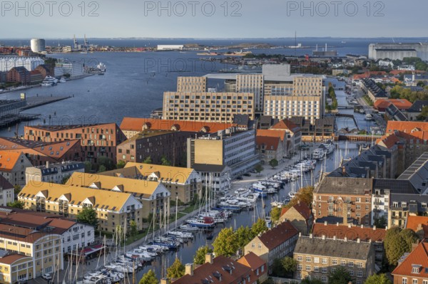 View from the Vor Frelsers Kirke to the Christianshavn Canal and the neighbourhoods Christianshavn,