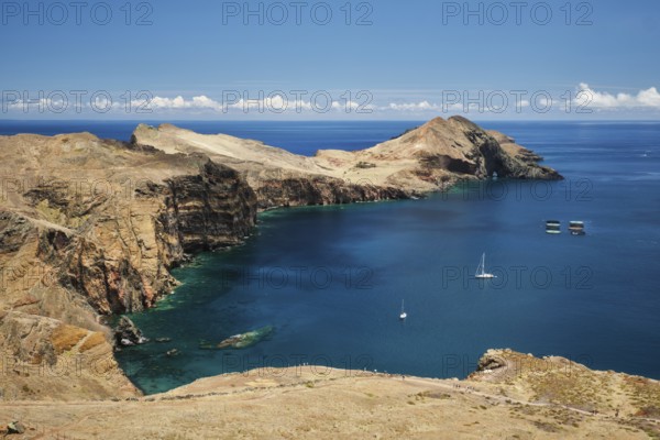 Madeira Island scenic rugged landscape, Ponta do Sao Lourenco cape, Miradouro do Abismo viewpoint.