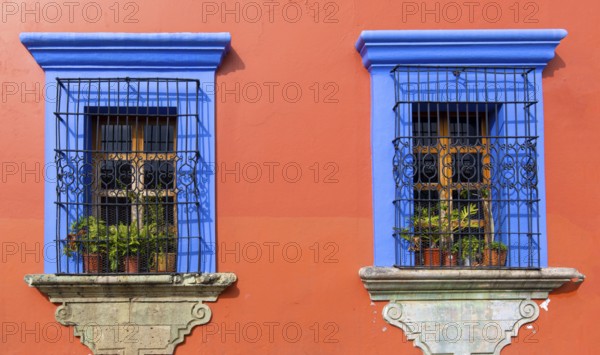 Oaxaca, Mexico, Scenic old city streets and colorful colonial buildings in historic city center,