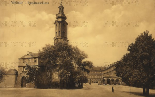 Historical postcard, picture postcard, Residenzschloß in Weimar, Thuringia, Germany, digitally