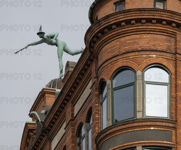 Former Varehuset department stores' Trade fairs with Hermes statue by Julius Schultz, Copenhagen,