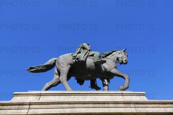 Monument to Emperor Wilhelm I on Karlsplatz, historical square, equestrian statue, sculpture, large