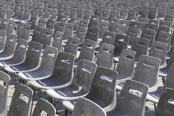 Empty chairs, here in St Peter's Square in Rome in front of a papal audience, Vatican, Italy,