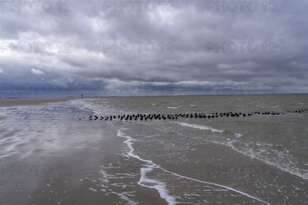 North Sea island Spiekeroog, East Frisia, Lower Saxony, Germany, beach at low tide on the west