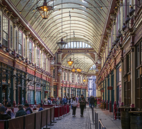 Historic covered shopping arcade Leadenhall Market, City of London, London, England, UK architect