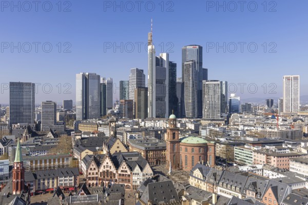 The view from St. Bartholomew's Cathedral takes in Frankfurt city centre and the banking skyline,