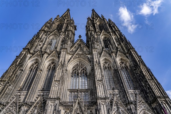 Cologne Cathedral, view of the west façade, on the north tower one of the rare occasions without