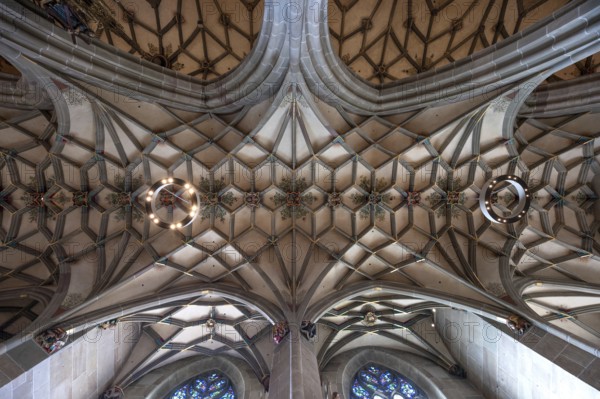 Late Gothic ribbed vault from the Heilig-Kreuz-Münster, 15th century, Rottweil, Baden-Württemberg,