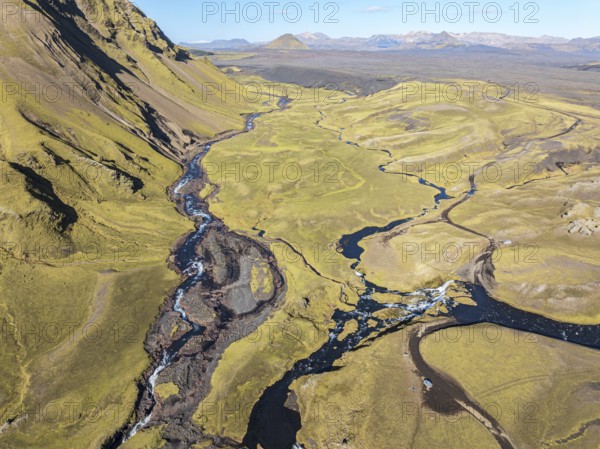 Road F232 Öldufellsleid, ford at waterfall of river bláfjallakvísl, along northern slopes of
