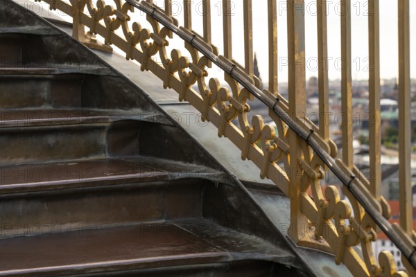 Staircase and safety gate on the tower of the Evangelical Lutheran Church of the Saviour, in front