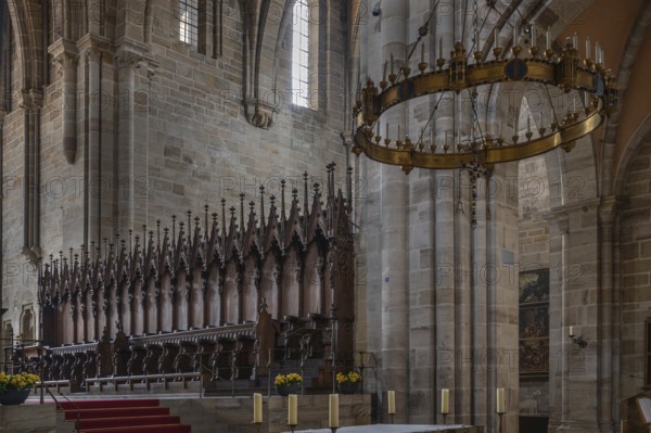 Choir stalls in Bamberg Cathedral Consecration 1237, Bamberg, Upper Franconia, Baysern, Germany,