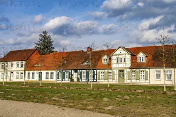 Townhouses on the church square in Ludwigslust, Mecklenburg-Vorpommern, Germany, Europe