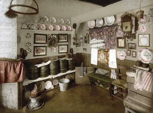 A house, interior view, Marken, island, Holland, ca 1895, Historical, digitally restored