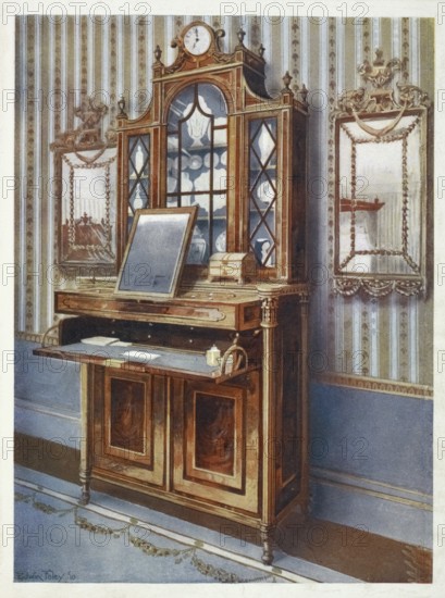 Furniture around the turn of the century 1900, Dressing cabinet with inlays of satinwood and